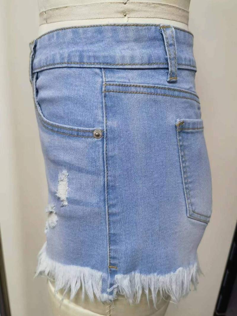 fray hem denim short