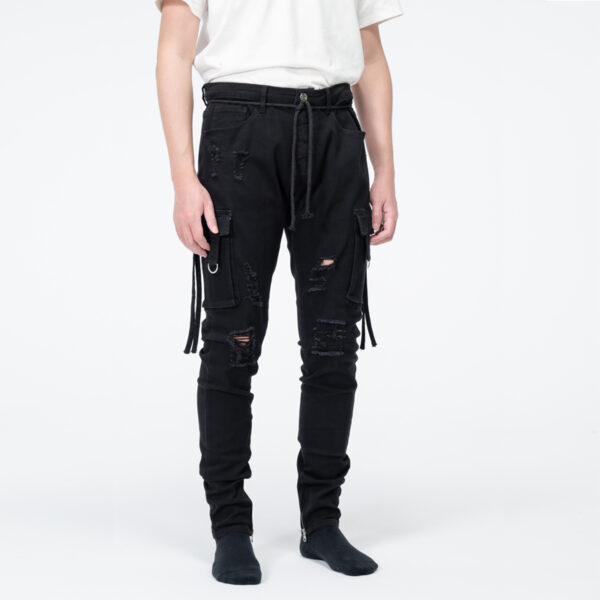 Mens cargo with destruction jeans