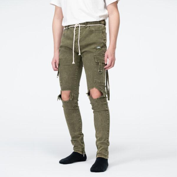 Mens cargo with destruction jeans