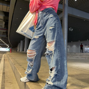 Women's High Waisted Distressed Denim Jeans