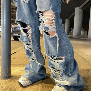 Women's High Waisted Distressed Denim Jeans 